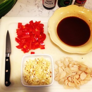 Asian Chicken Lettuce Wraps Step 2: Prepare mixtures