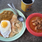 Roti Canai with Dahl, One egg and Malaysian Chicken curry